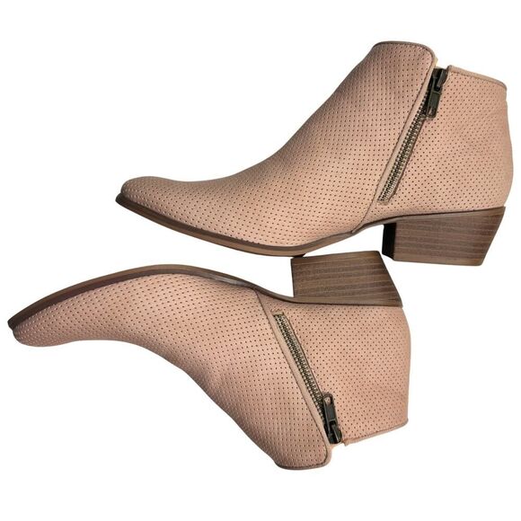 Esprit Womens Ankle Booties Tara Textured Perforated Zipper Sz 7.5 Blush Western - Picture 5 of 10
